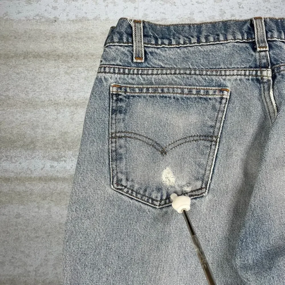 Vintage 90s Levis Jeans 505 36x30 Regular Straight Leg Fit Light Wash Orange Tab
